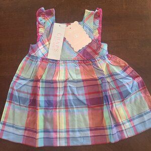Chaps Plaid Dress with Matching Onesie Set for Girl 9M 2pc Nwt